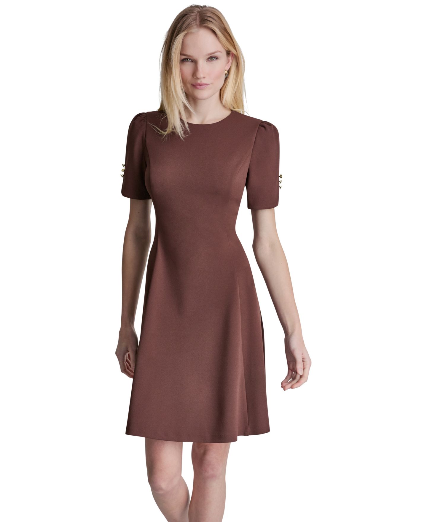 Женское платье DKNY с круглым вырезом и коротким рукавом, цвет: Java — фото 4