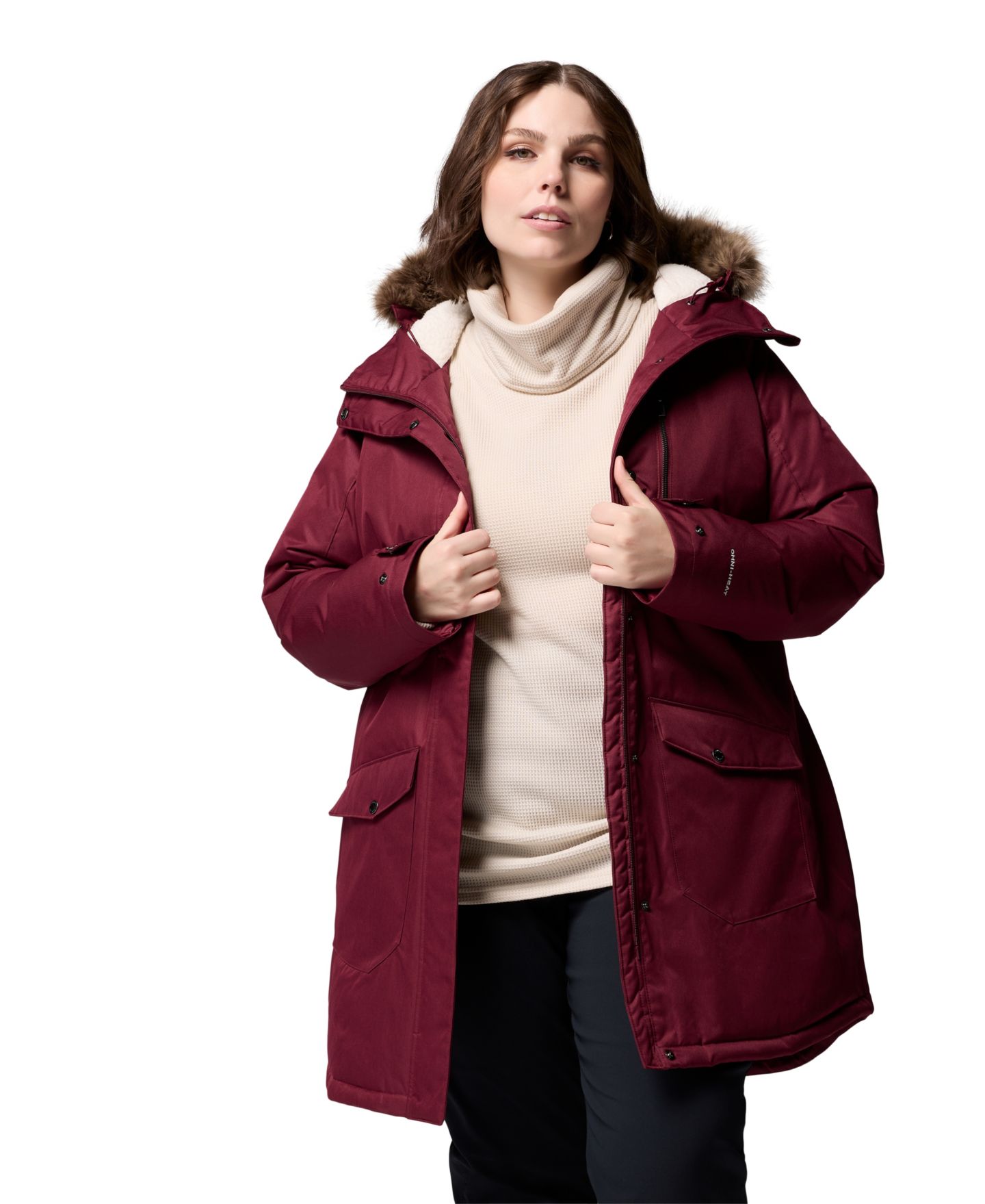 Женская куртка Columbia Plus Size Suttle Mountain™ Long Insulated Sherpa-Lined, цвет: Насыщенный винный — фото 3