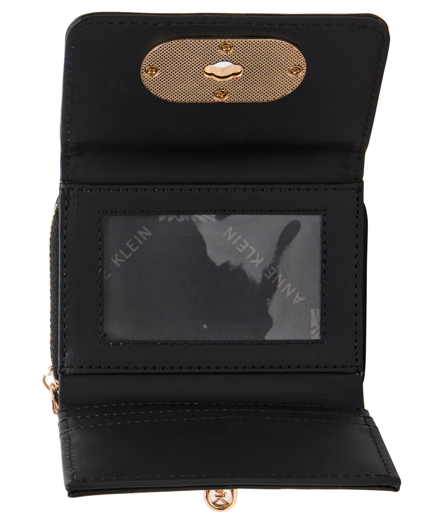 Женский кошелёк Anne Klein Faux-Croc Trifold Turn-Lock Wallet, цвет: Чёрный — фото 4