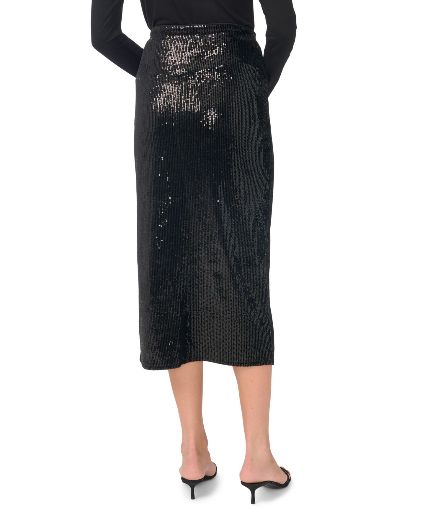 Женская юбка Vince Camuto Sequin Midi Pencil, цвет: Насыщенный чёрный — фото 4
