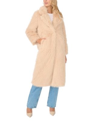 Women's Faux Fur Long Notch Collar Coat
