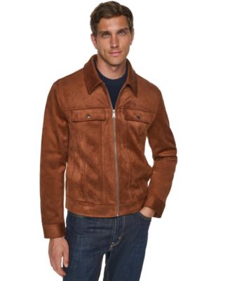 Men's Faux Suede Regular-Fit Trucker Jacket