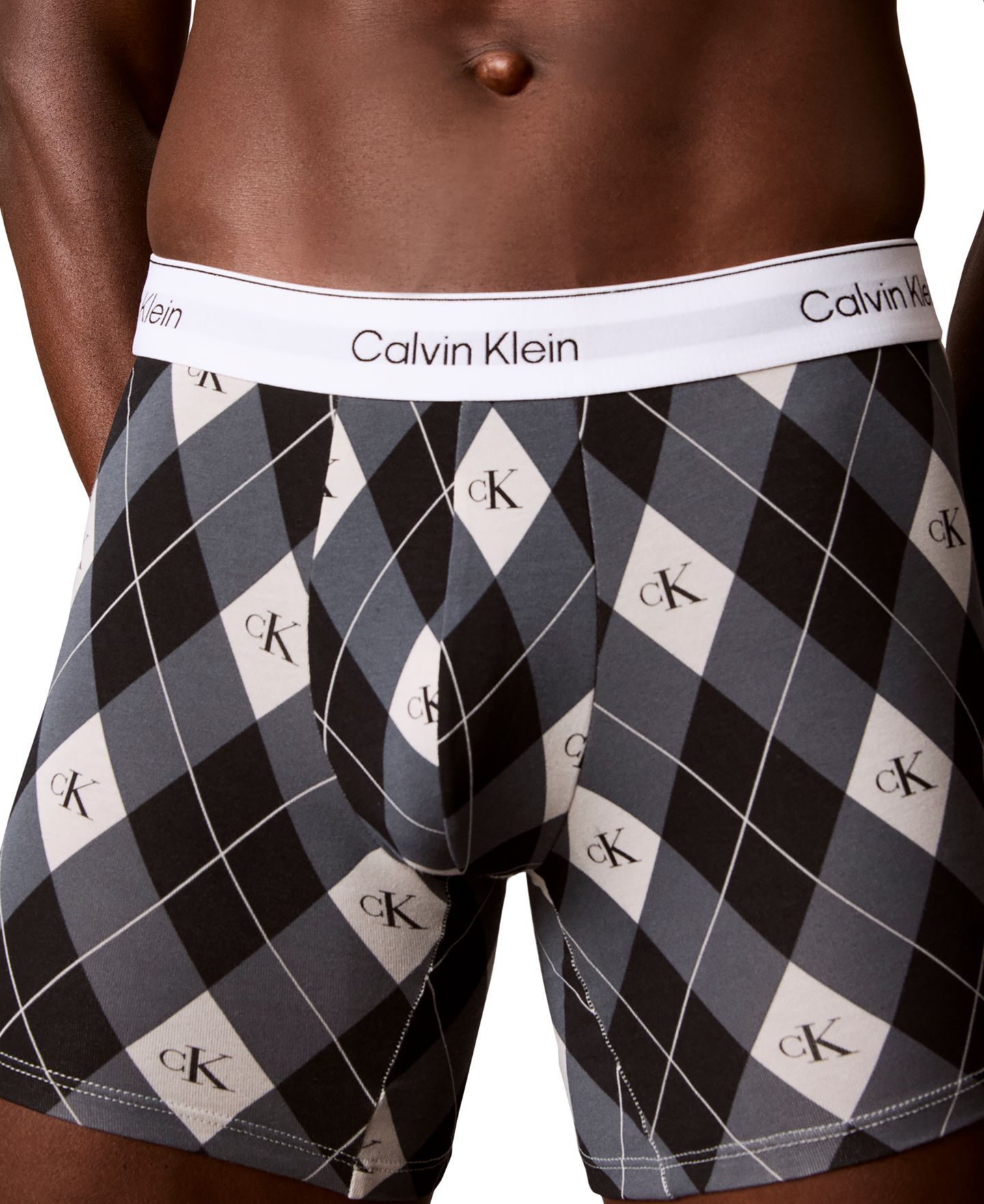 Мужские трусы-боксеры Calvin Klein Icon из хлопковой смеси, цвет: С ромбами чёрный — фото 1