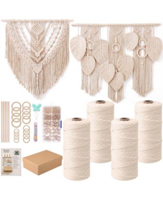 Macrame Starter Kit For Beginners Adults With Cotton Cord Wood Dowels Rings Beads And Instructions