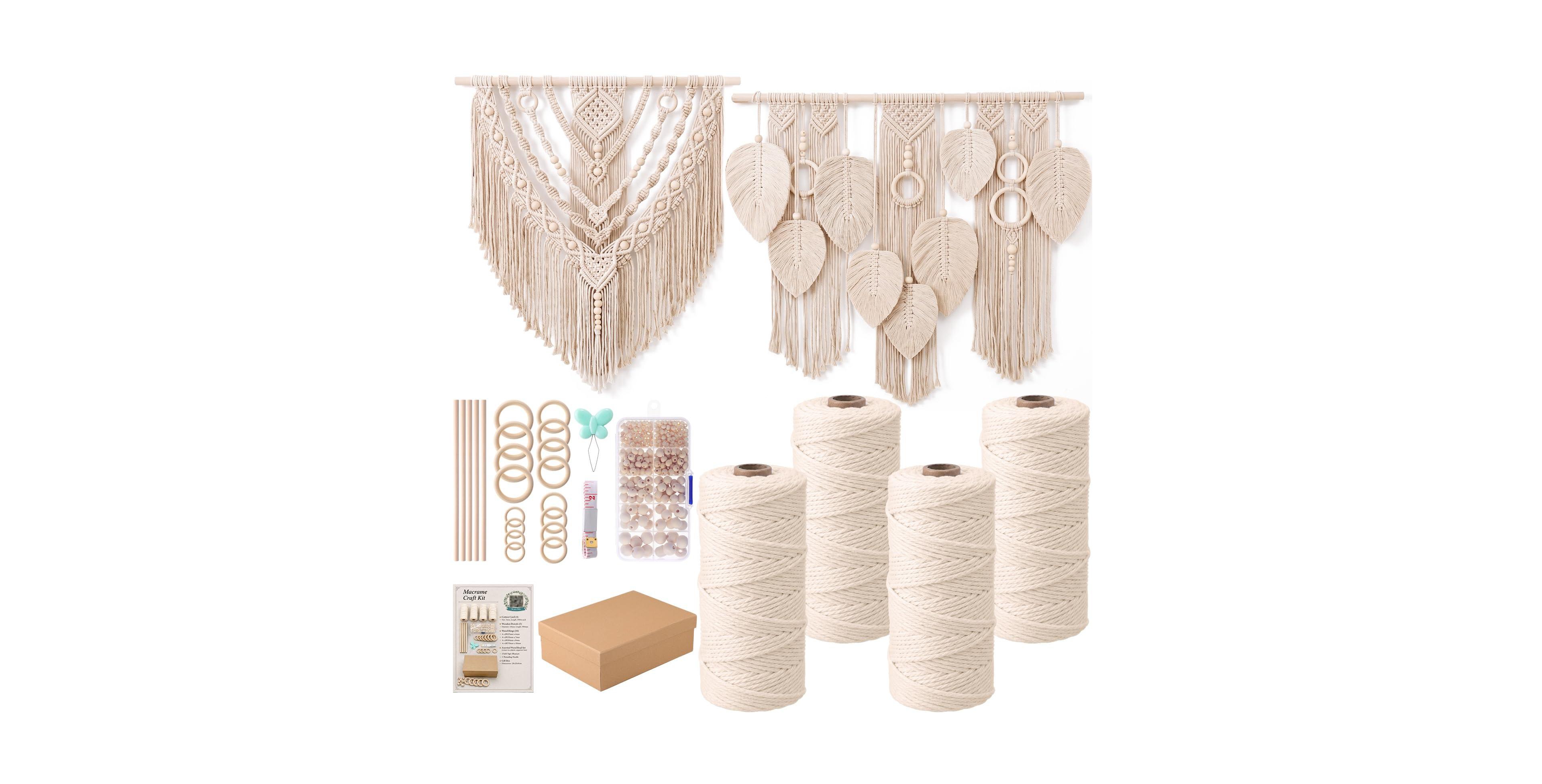 Aeelike Macrame Starter Kit For Beginners Adults With Cotton Cord Wood Dowels Rings Beads And Instructions