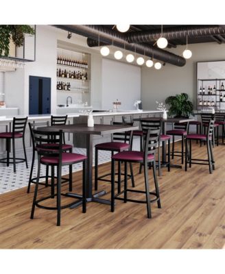 Ladder Back Metal Restaurant Counter Stool - Upholstered Seat