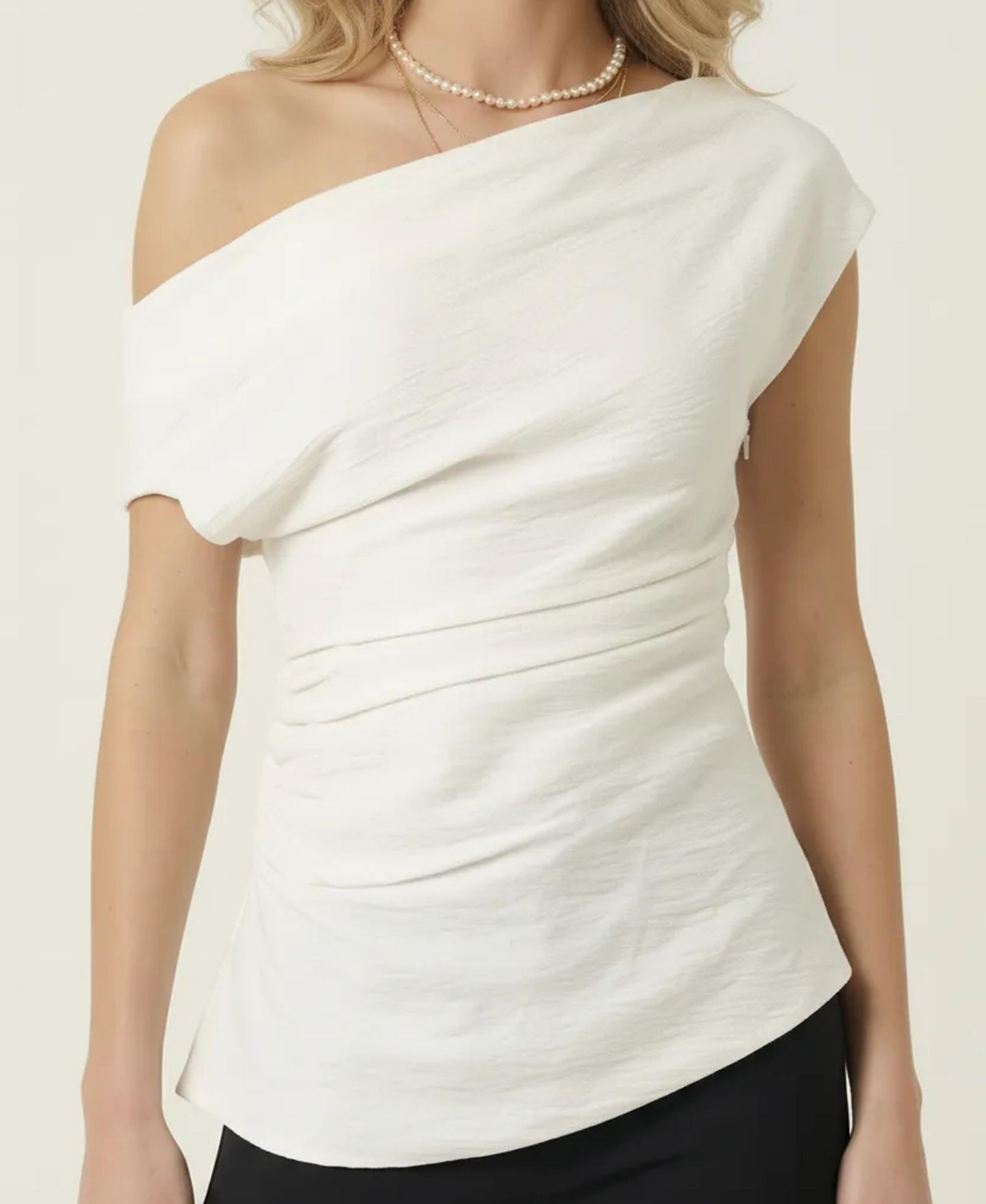 Женский топ Modenaire Asymmetric One-Shoulder Draped, цвет: Белый — фото 7