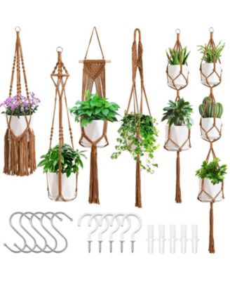 6 Pack Macrame Hanging Planters Indoor Outdoor Plant Hangers