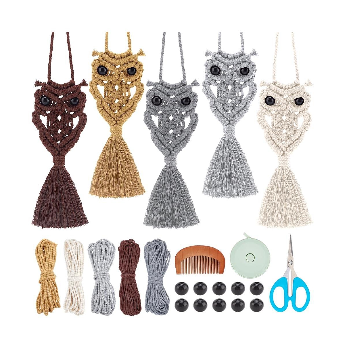 Aeelike 5pieces Owl Macrame Wall Hanging Kit For Adults Beginners Boho Diy Craft Supplies With Video Tutorials Home Decor