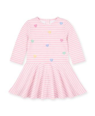 Girls' 4-16 Long-Sleeve Drop-Waist Heart-Applique Dress