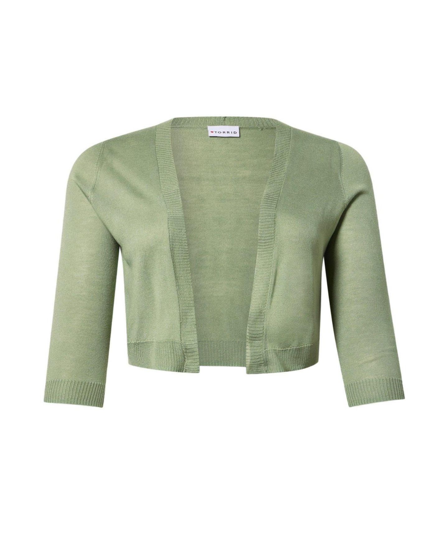 Женский свитер Torrid Plus Size 3/4 Sleeve Cropped Shrug, цвет: Зелёный — фото 2