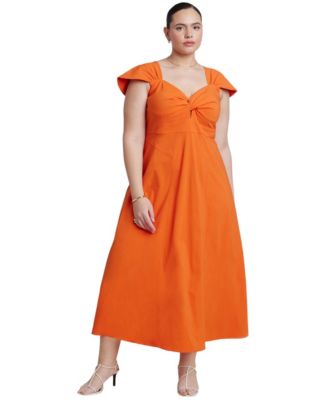 Plus Size Twist-Detail Sweetheart Neck Dress