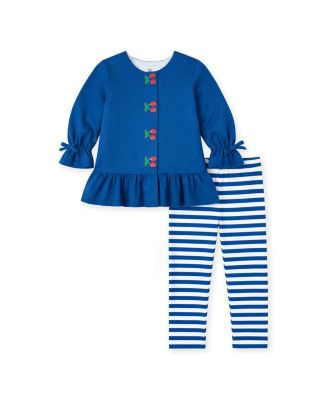 Toddler Girls' 2T-5T Striped Ruffle Cotton-Blend Knit Tunic and Leggings, 2-Piece Set