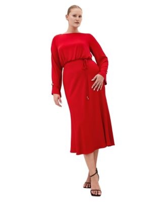 Plus Size Tara Boat Neck Long-Sleeve Maxi Dress