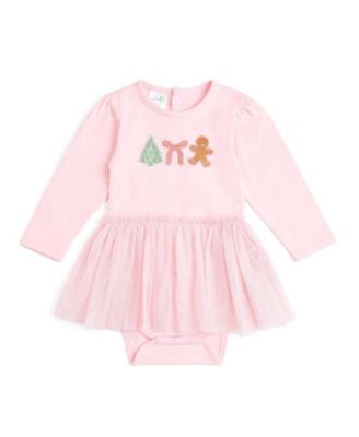 Baby Girls' Gingerbread Christmas Embroidered Tutu Bodysuit