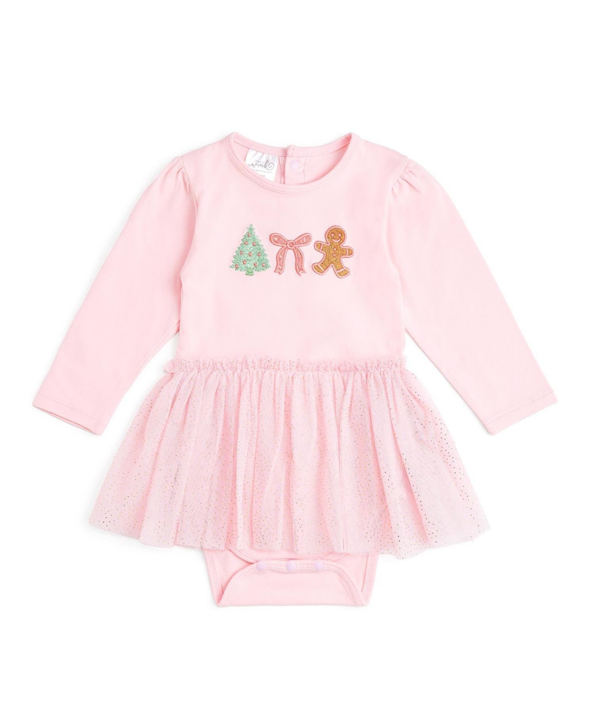 Sweet Wink Baby Girls' Gingerbread Christmas Embroidered Tutu Bodysuit