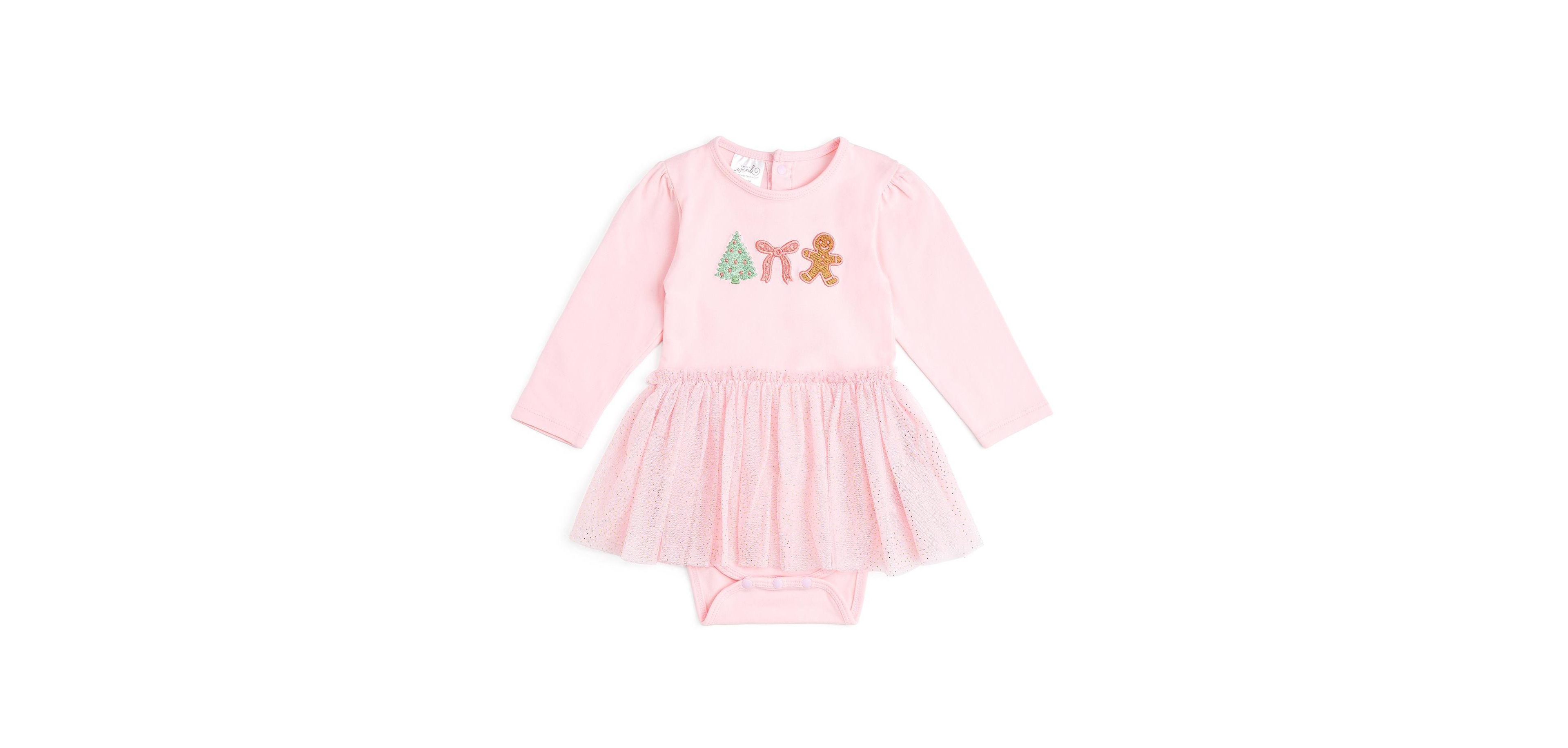 Sweet Wink Baby Girls' Gingerbread Christmas Embroidered Tutu Bodysuit