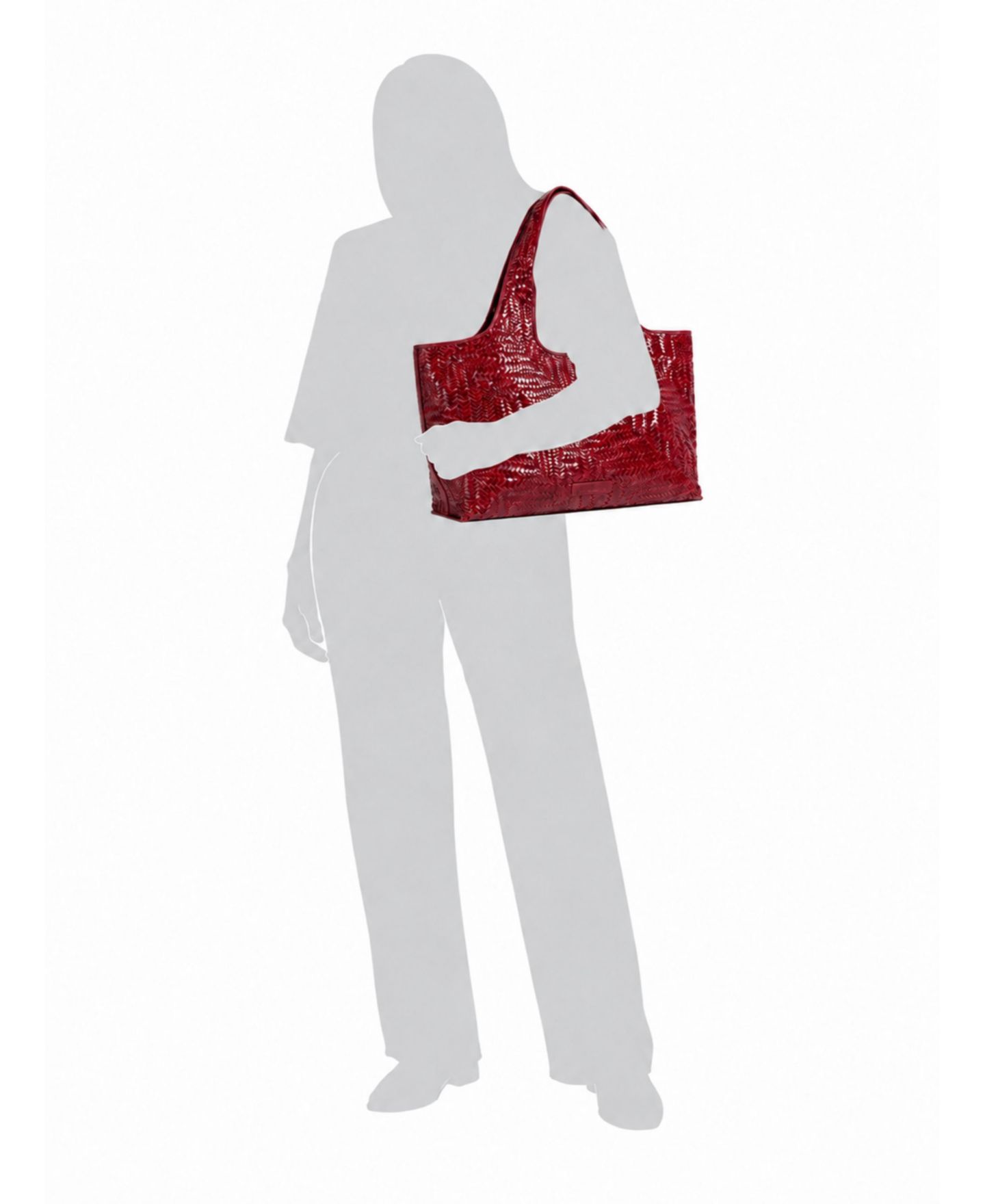 Женская сумка Sam Edelman Charli Woven Large Woven Leather Tote Handbag, цвет: Вишнёвый — фото 3