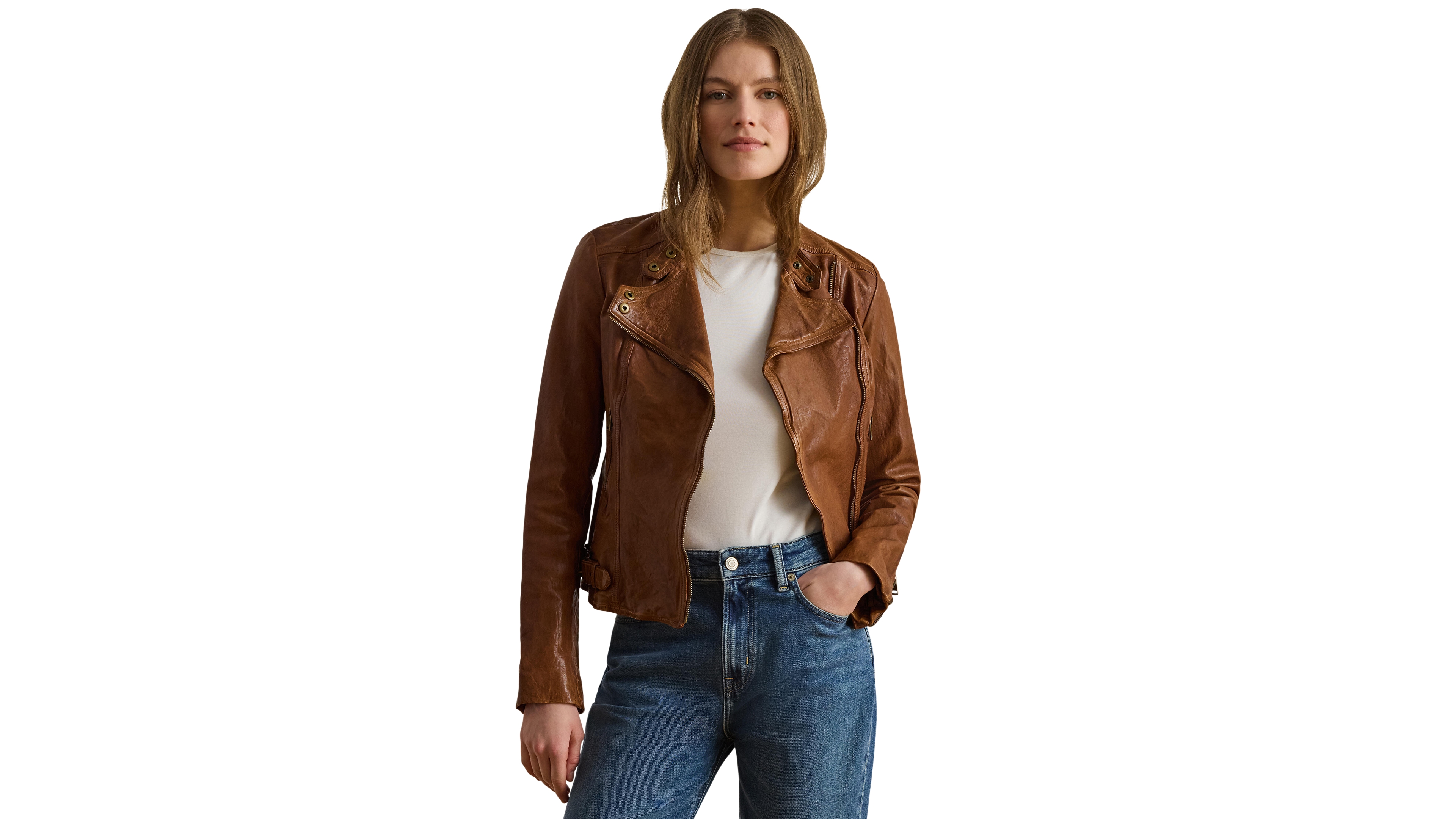 Lauren Ralph Tumbled-Leather Jacket