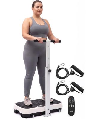 Vibration Plate Exercise Machine with Handlebar, 1-99 Speeds, 10 Programs, Remote Control for Home Fitness