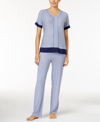 DKNY Contrast-Trimmed Printed Pajama Top, A Macy's Exclusive Style