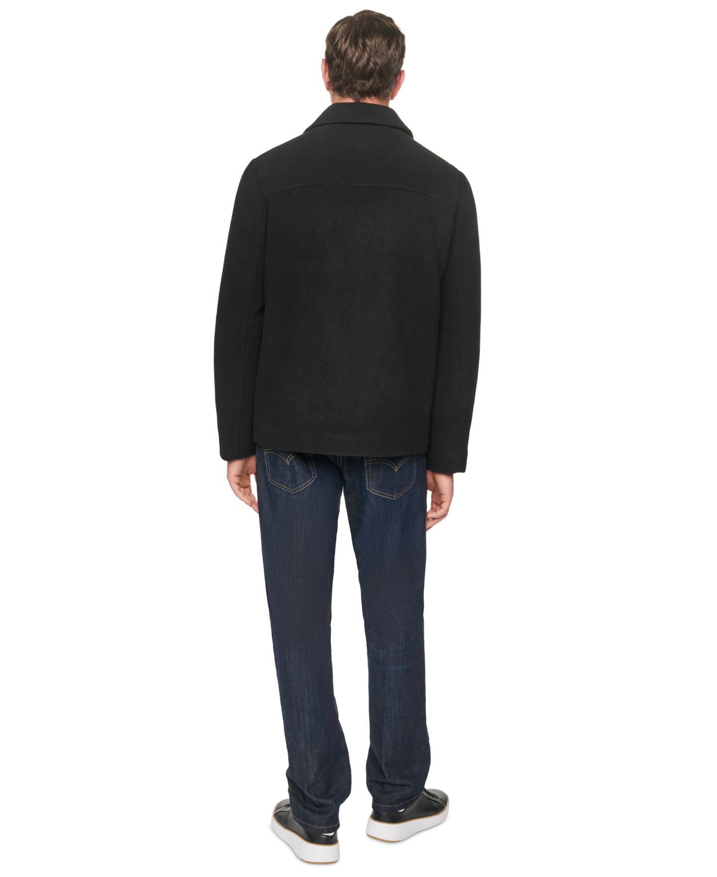 Мужская куртка Cole Haan Wool-Blend Shirt Collar, цвет: Чёрный — фото 7