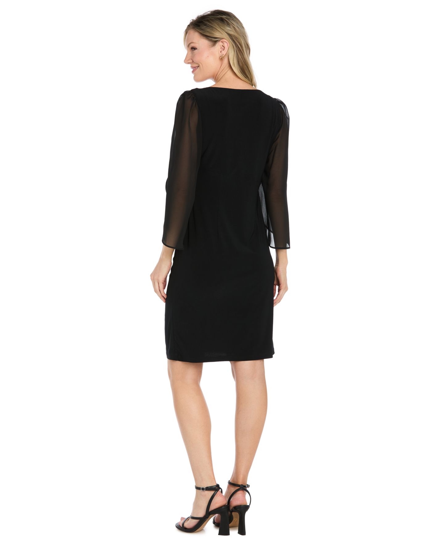 Женское платье R & M Richards Chiffon Sleeve Wedding Guest V-Neck, цвет: Чёрный — фото 3