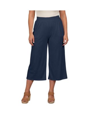 Women's Knit Gauze Smocked Wide-Leg Crop