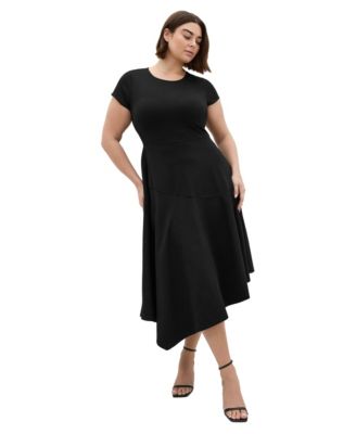Plus Size Ponte Flare Midi Dress
