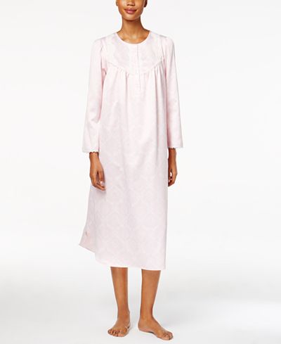 Miss Elaine Petite Printed Lace-Trim Nightgown