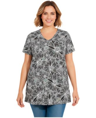 Women's Within Perfect Printed Short-Sleeve Shirred V-Neck Tunic