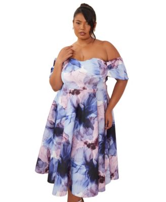 Plus Size Bardot Skater Midi Dress