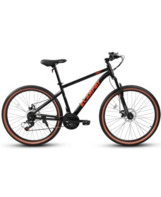 24 Inch Mountain Bike for Teenagers, High Carbon Steel Frame, Disc Brakes, Durable Design, Brown Edge Tires, Ideal for School Commuting