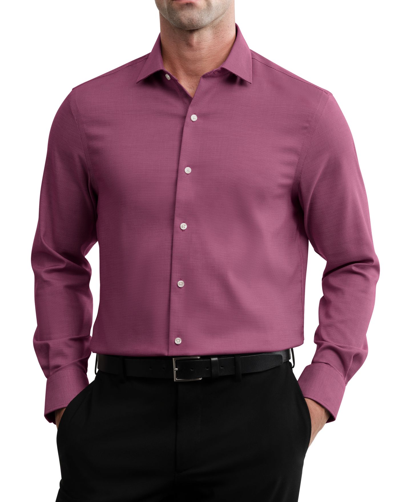 Мужская рубашка Tommy Hilfiger Flex Stretch Classic-Fit Spread-Collar Dress Shirt, цвет: Клюквенный красный — фото 1