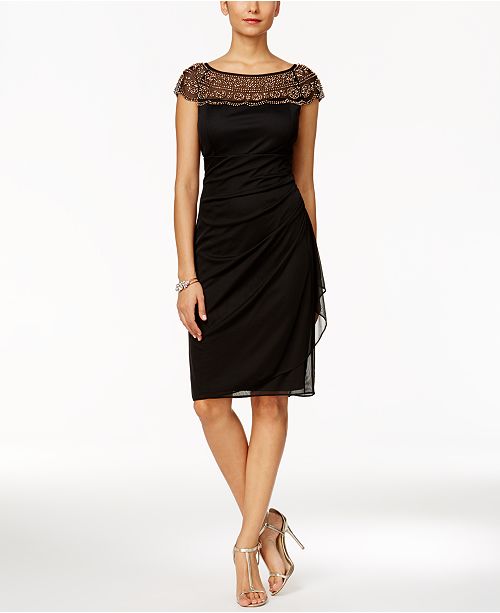 MSK Beaded Ruched Sheath Dress - Dresses - Women - Macy's