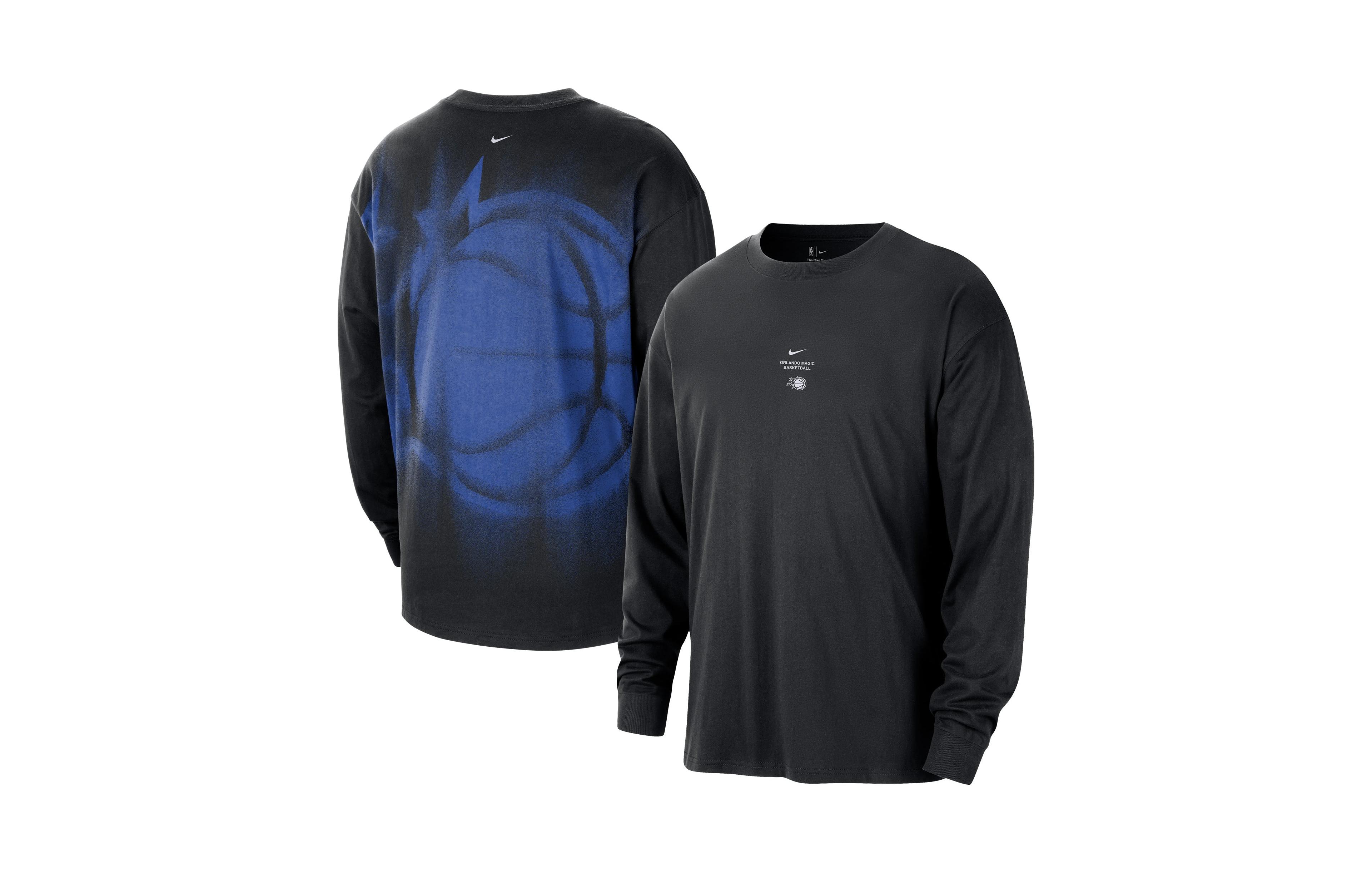 Nike Men's Black Orlando Magic Pregame Mesh Long Sleeve Performance T-Shirt