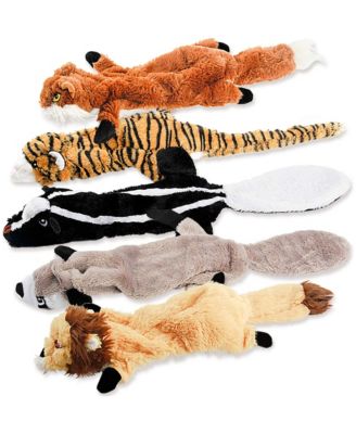 5 Pack Woodland Animal Squeaky Plush Dog Toys For All Breed Sizes