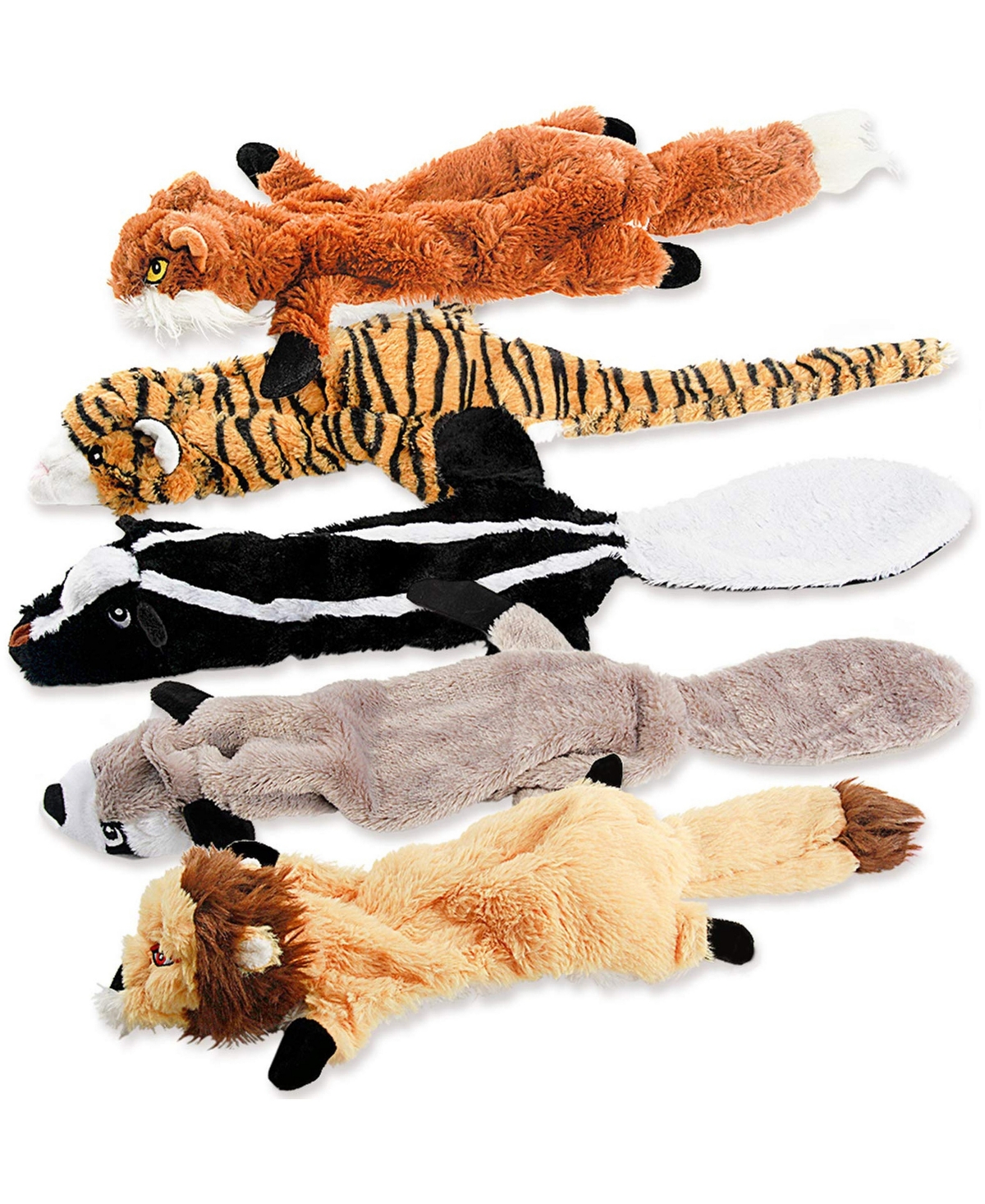 Magicorange 5 Pack Woodland Animal Squeaky Plush Dog Toys For All Breed Sizes