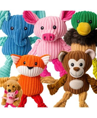 5 Pack Plush Squeaky Dog Toys For Medium Large Dogs Assorted Designs