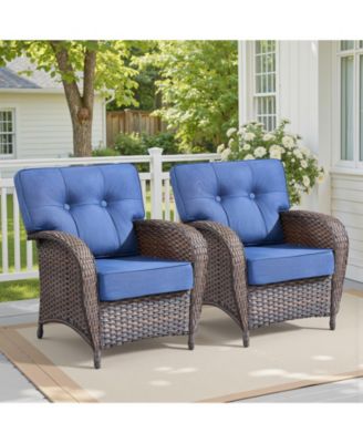 Patio Outdoor Wicker Lounge Chairs Set of 2