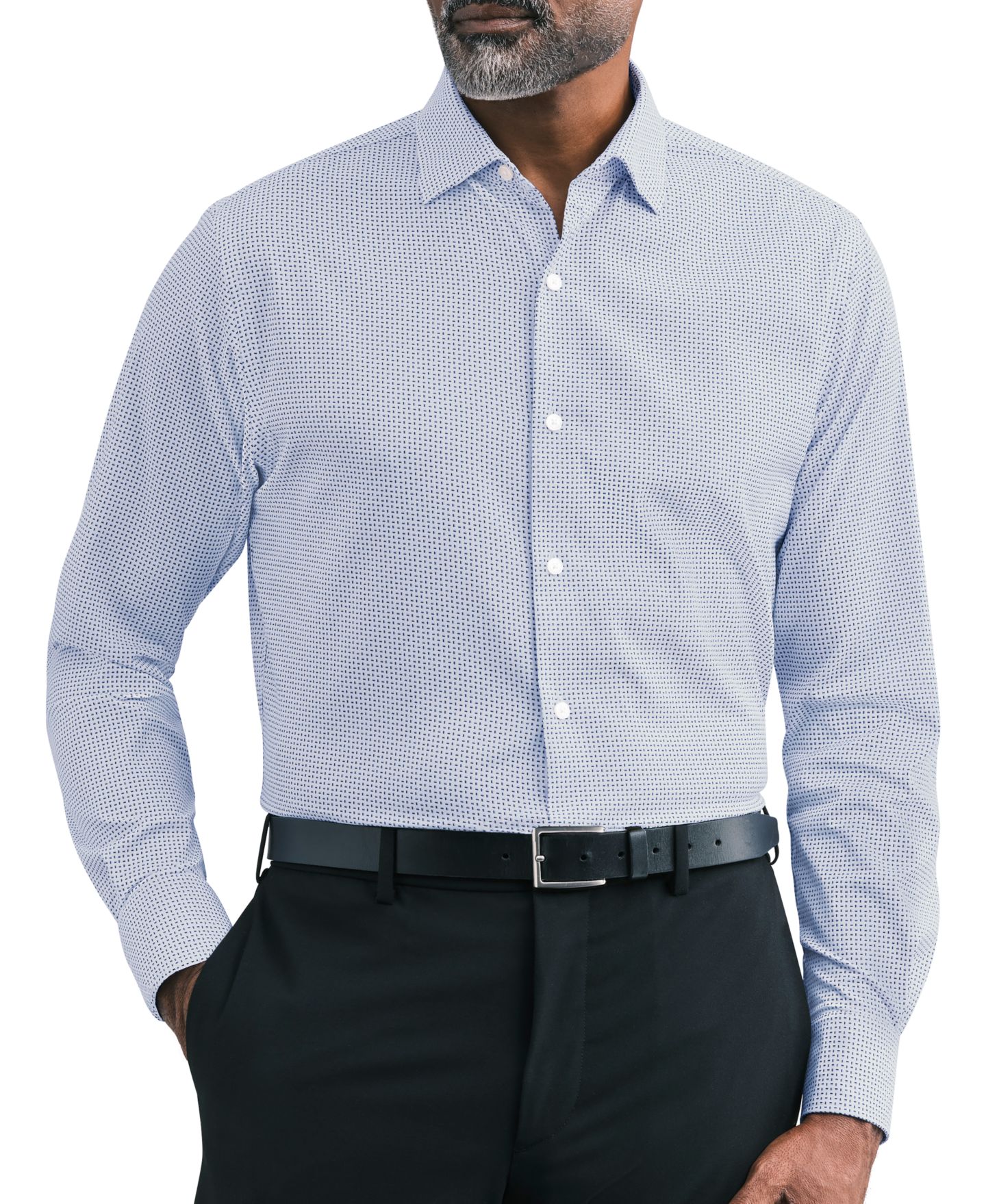 Мужская рубашка Tommy Hilfiger TH Tech Athletic-Fit Spread-Collar Dress Shirt, цвет: Белый — фото 1