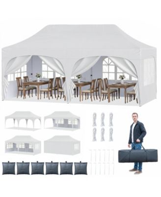 10 x 20 ft Pop Up Canopy Tent with 6 Removable Sidewalls Adjustable Height Bag