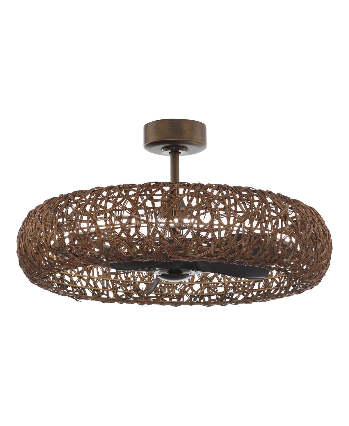 Parrot Uncle 35 Rattan Caged Chandelier Ceiling Fan with Light and Remote