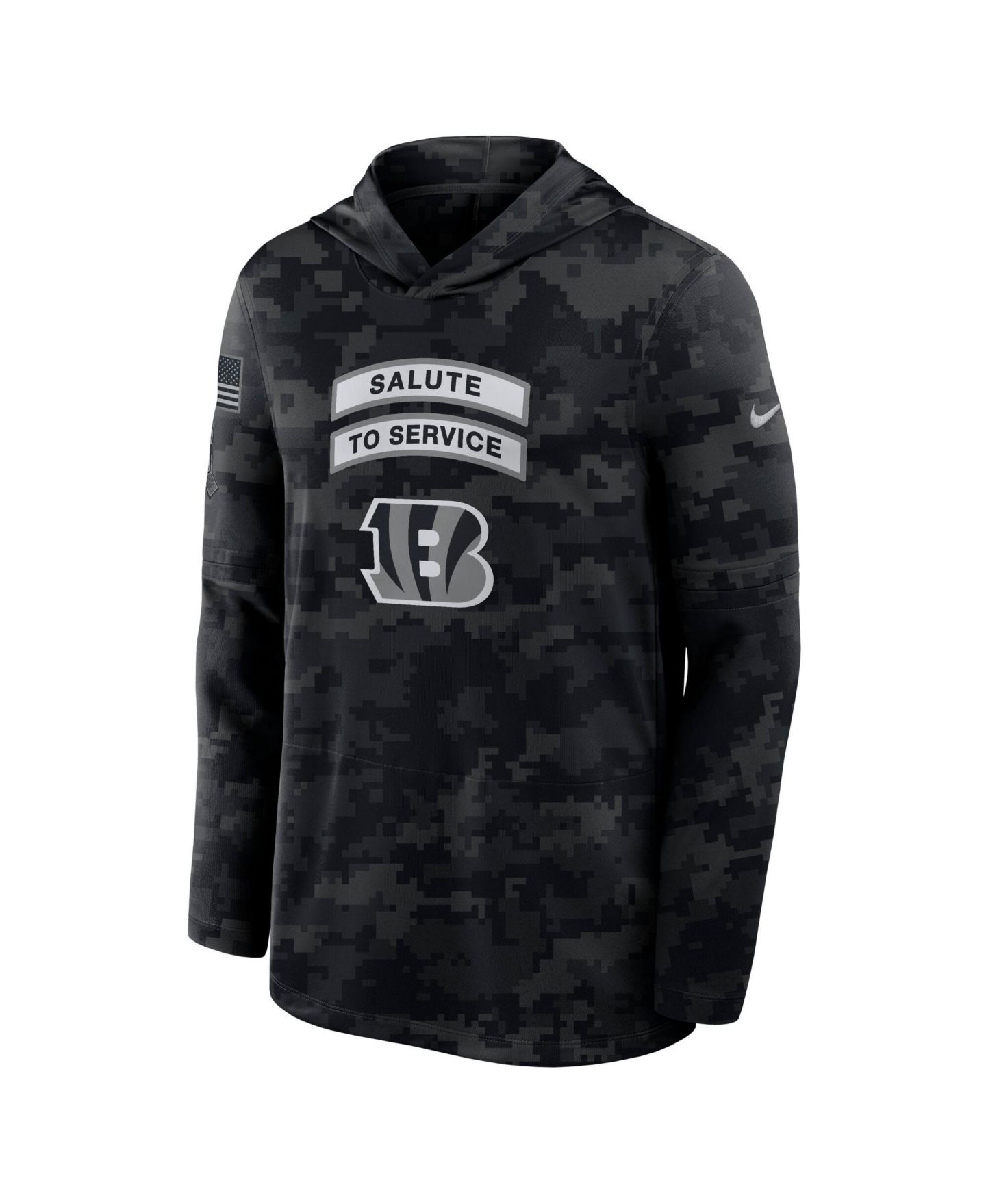Мужской свитер Nike Black Cincinnati Bengals 2026 Salute to Service Sideline Lightweight Hooded Pullover — фото 3