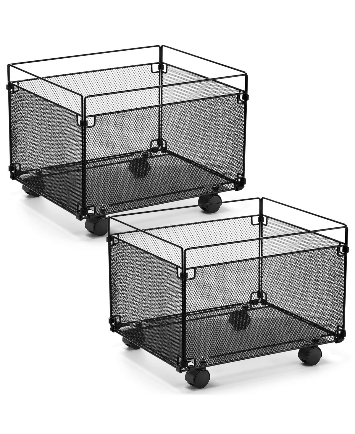 Xdovet 2 Pack Mesh Rolling File Carts Metal Organizer 15IN X 13IN X 10IN