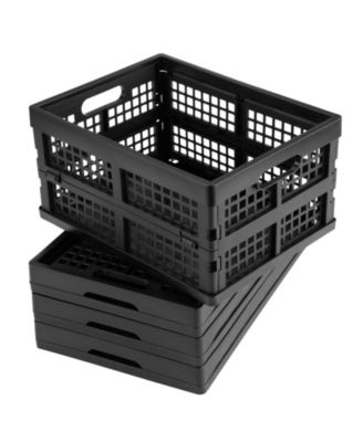 16L Plastic Collapsible Storage Crates Folding Pack of 4