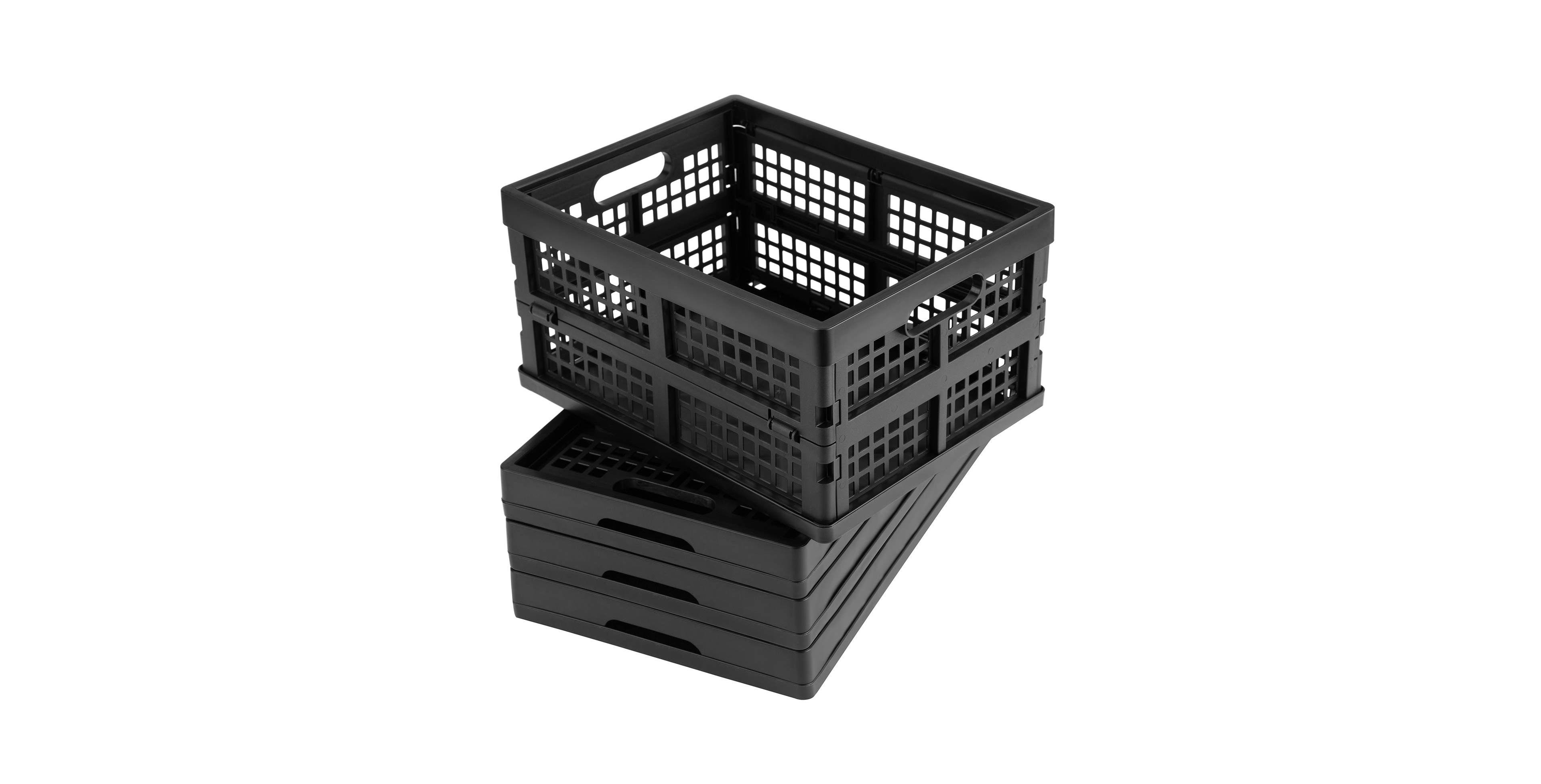 Xdovet 16L Plastic Collapsible Storage Crates Folding Pack of 4