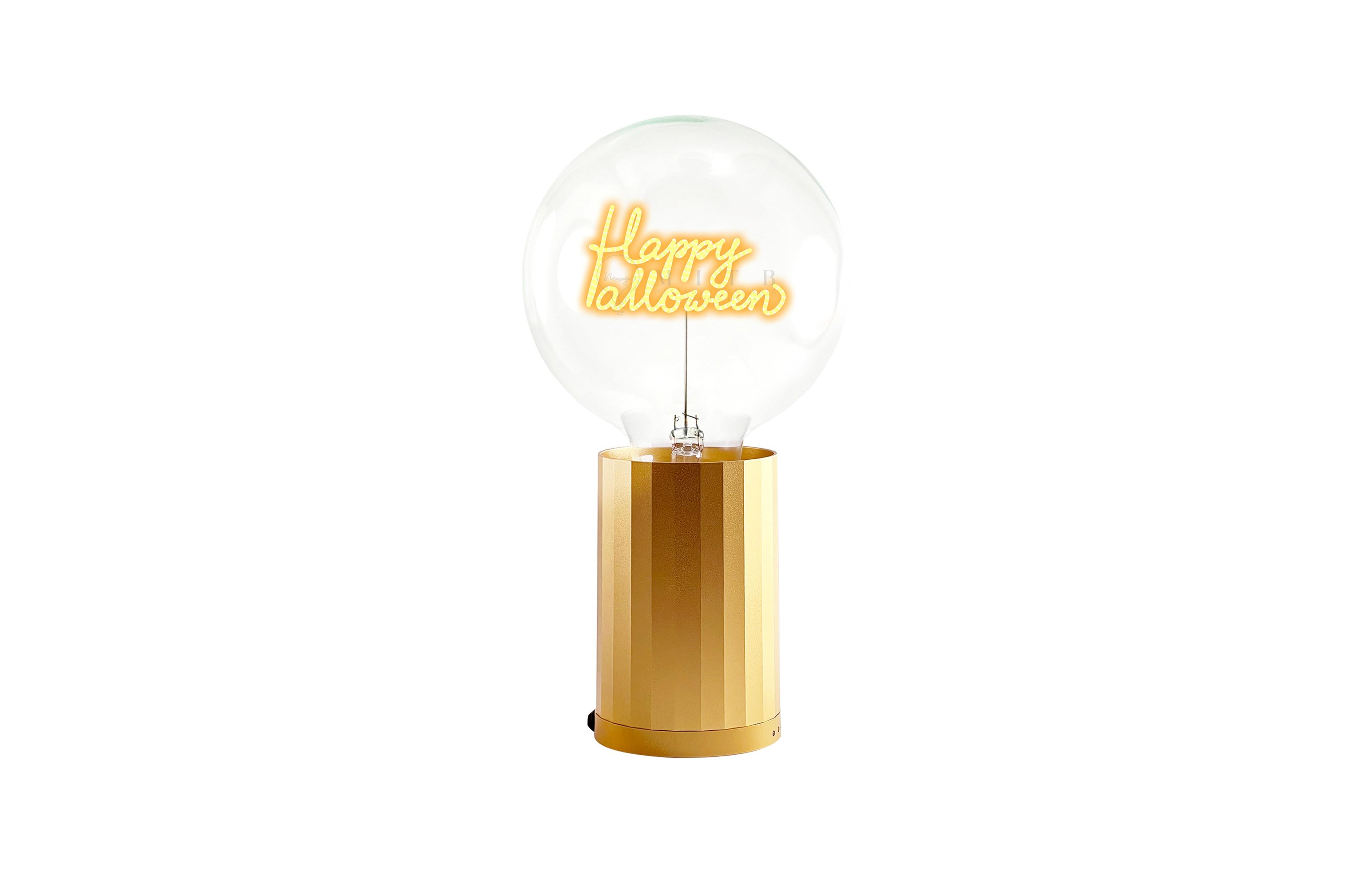 Mitb Bulb Happy Halloween Amber with Base Table Lamp