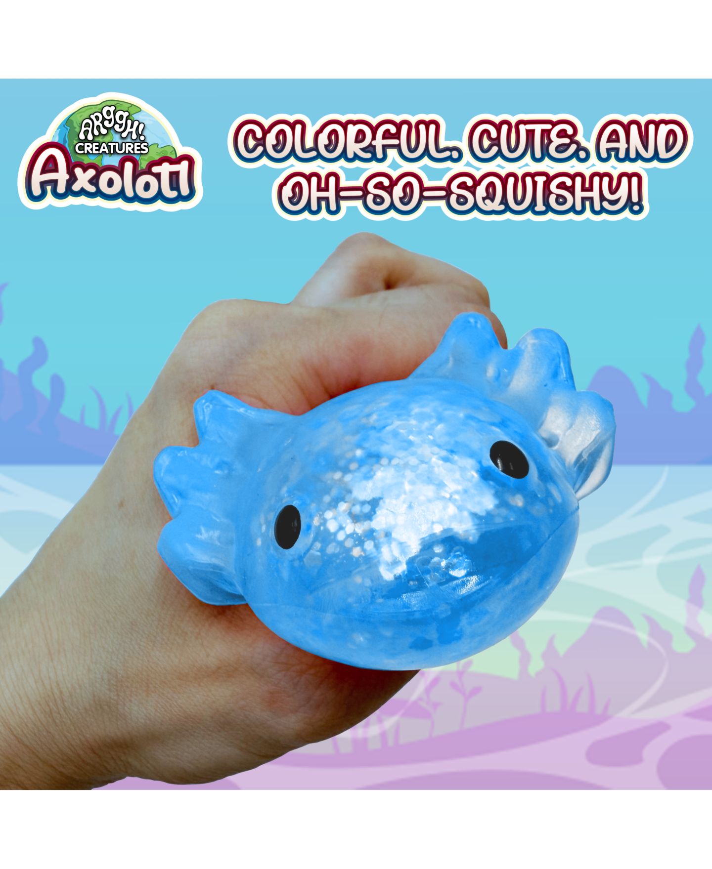 Детский мяч Power Your Fun Axolotl Color-Changing Squishy Stress Ball, 1-Piece, от 3 лет — фото 4