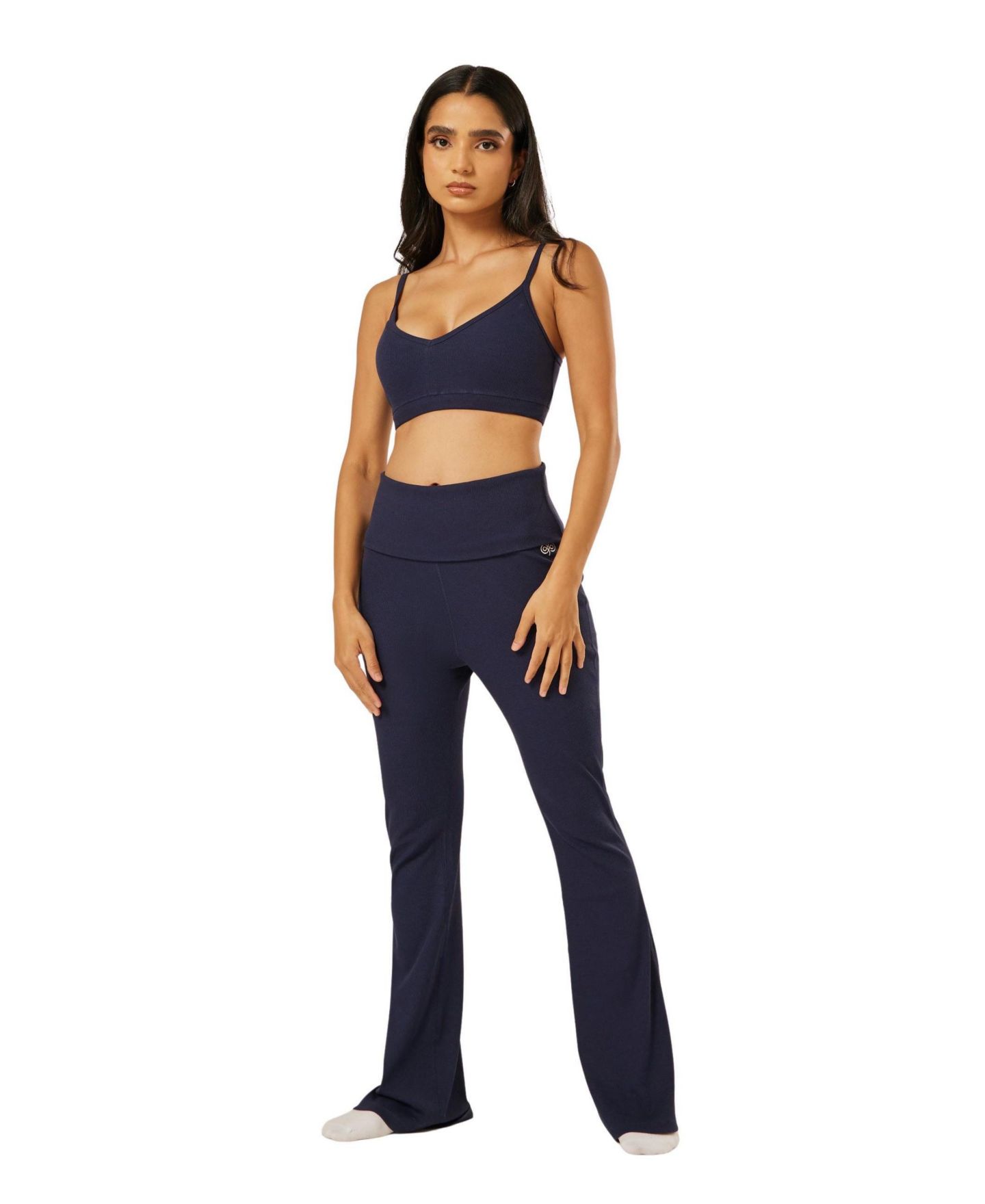 Женские брюки Be Athletica Essential Everyday Foldover Flared, цвет: Тёмно-синий — фото 2